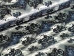 French Terry Straßen Motorrad auf Jeans/Grau